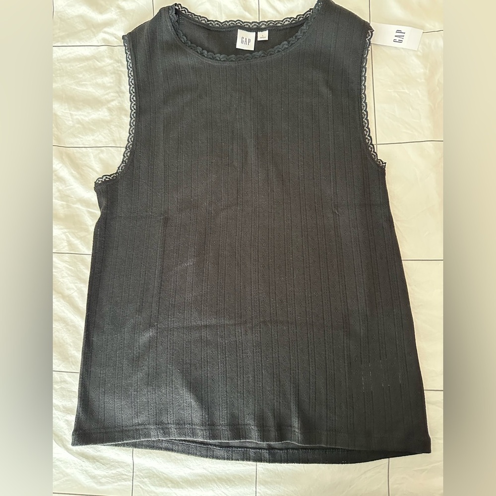 GAP Black Sleeveless Pointelle Top
